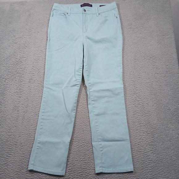 Gloria Vanderbilt Women's Amanda Straight Leg Pants Size 12P Light Blue Stretch - Picture 1 of 7